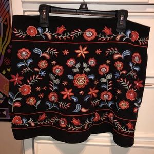 Forever 21 Embroidered Floral Skirt